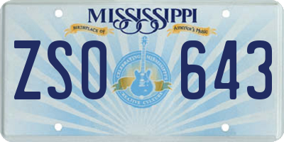 MS license plate ZSO643