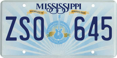 MS license plate ZSO645