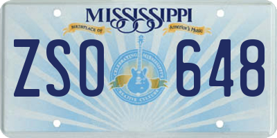 MS license plate ZSO648