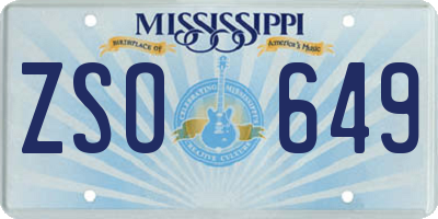 MS license plate ZSO649