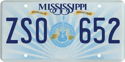MS license plate ZSO652