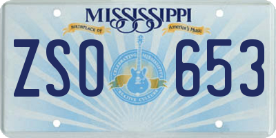 MS license plate ZSO653