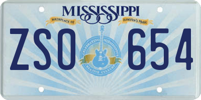 MS license plate ZSO654