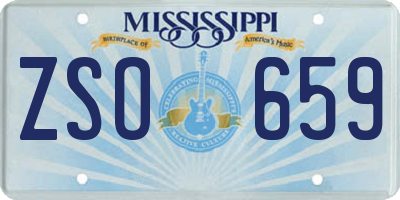 MS license plate ZSO659