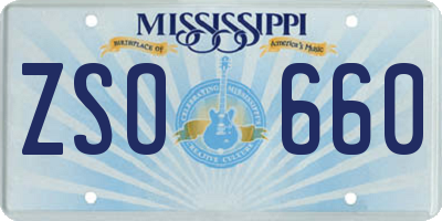 MS license plate ZSO660