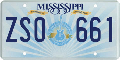 MS license plate ZSO661