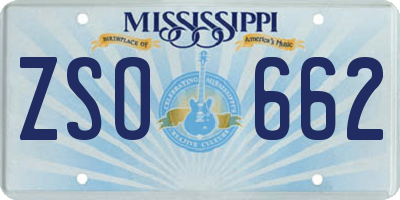 MS license plate ZSO662