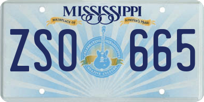 MS license plate ZSO665