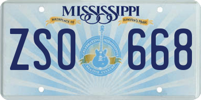 MS license plate ZSO668