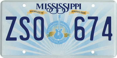 MS license plate ZSO674