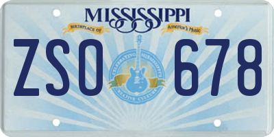 MS license plate ZSO678