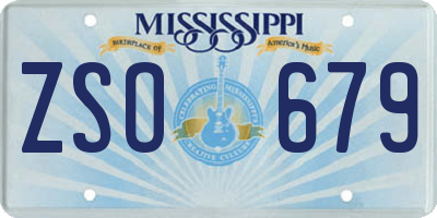 MS license plate ZSO679
