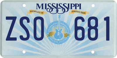 MS license plate ZSO681