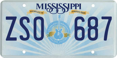 MS license plate ZSO687