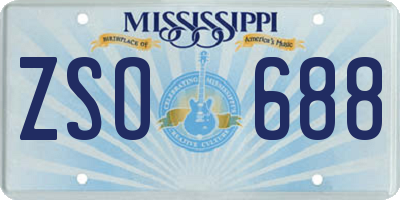 MS license plate ZSO688