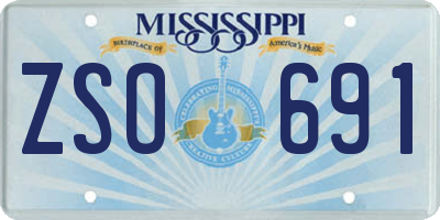 MS license plate ZSO691