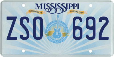 MS license plate ZSO692