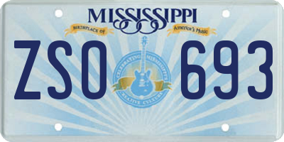 MS license plate ZSO693