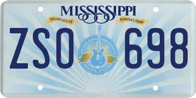 MS license plate ZSO698
