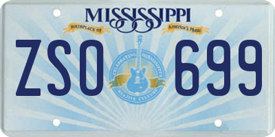 MS license plate ZSO699
