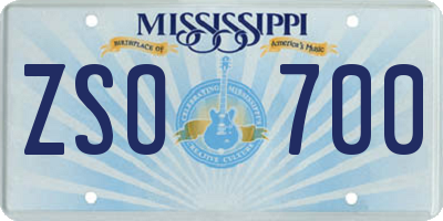 MS license plate ZSO700