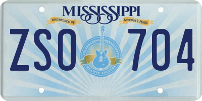 MS license plate ZSO704