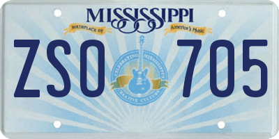 MS license plate ZSO705