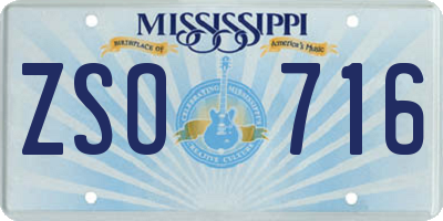 MS license plate ZSO716