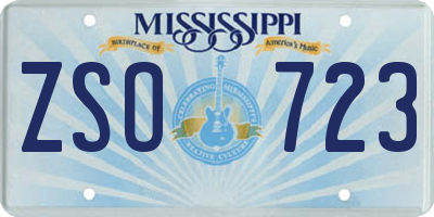 MS license plate ZSO723