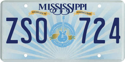 MS license plate ZSO724