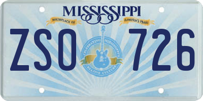 MS license plate ZSO726