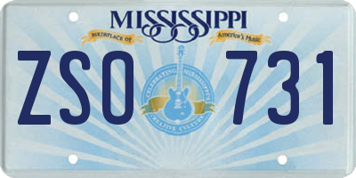 MS license plate ZSO731