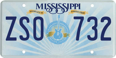 MS license plate ZSO732