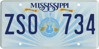 MS license plate ZSO734