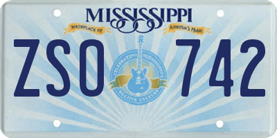 MS license plate ZSO742