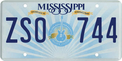 MS license plate ZSO744
