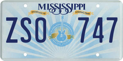 MS license plate ZSO747
