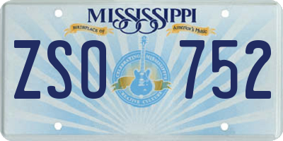 MS license plate ZSO752