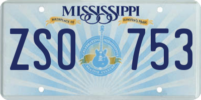 MS license plate ZSO753