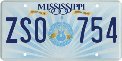 MS license plate ZSO754