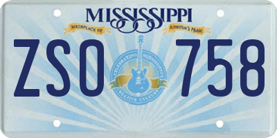 MS license plate ZSO758