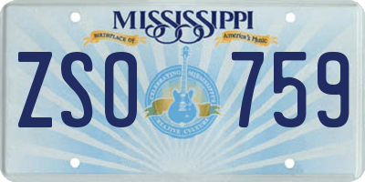 MS license plate ZSO759