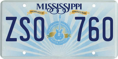 MS license plate ZSO760