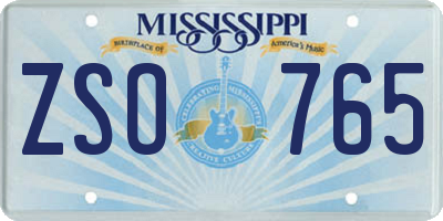 MS license plate ZSO765