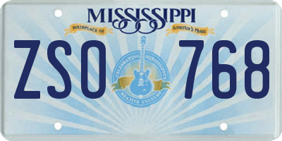 MS license plate ZSO768
