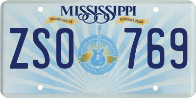 MS license plate ZSO769