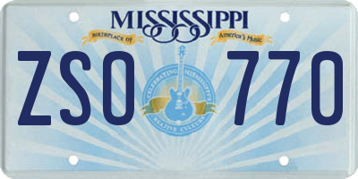 MS license plate ZSO770