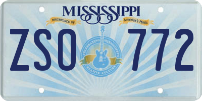 MS license plate ZSO772