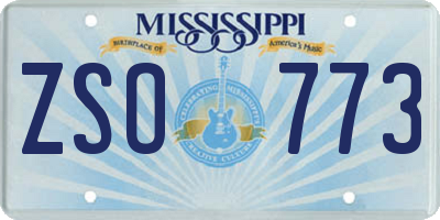 MS license plate ZSO773