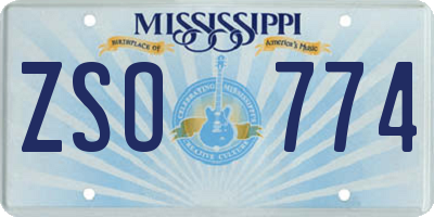 MS license plate ZSO774